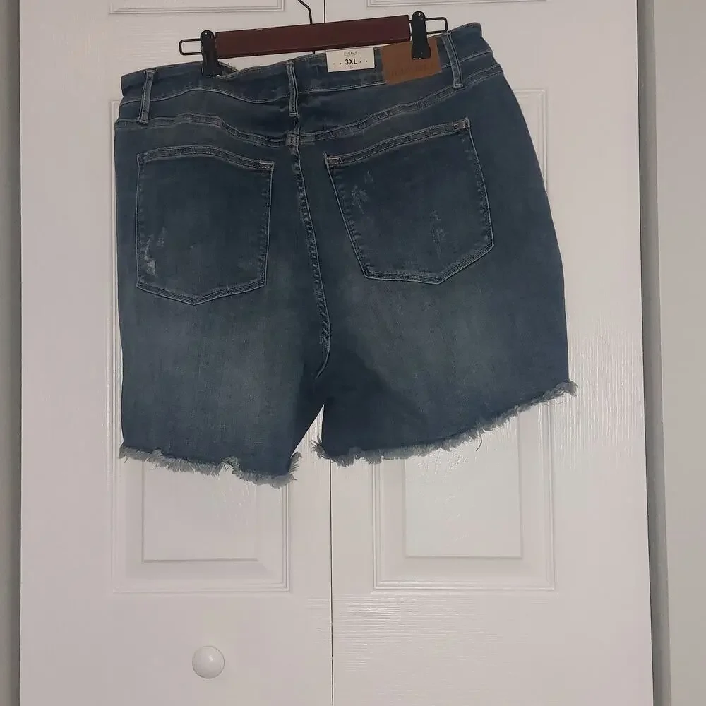 Judy Blue 3XL Cut off Raw Hem tummy Control Distressed Shorts Vacation Resort - Picture 8 of 12